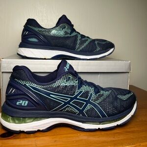 ASICS GEL NIMBUS GUIDANCE LINE 20 RUNNING SHOES NAVY TEAL SZ 11.5/ 28cm.